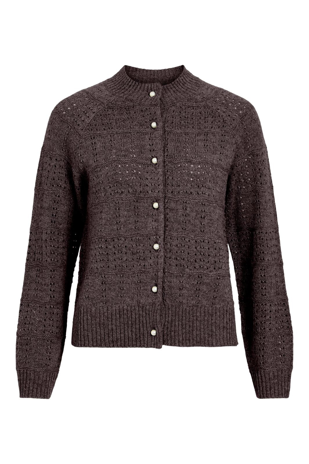 Vila - Visapna O-Neck L/S Knit Cardigan/Pb - 5210679 Raisin Melange