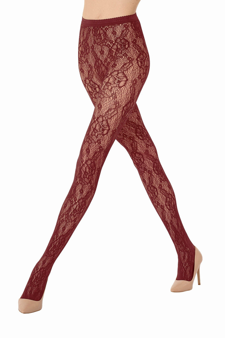 Wolford - Infinite Rose Net Tights 19478 - 3265 Bordeaux Strømpebukser 