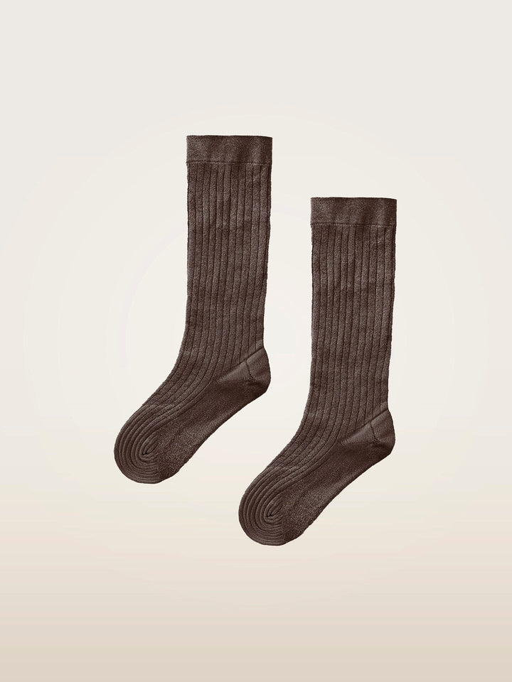 Wolford - Shimmer Rib Knee-highs34427 - 8294 Kokoa/silver Strømper 