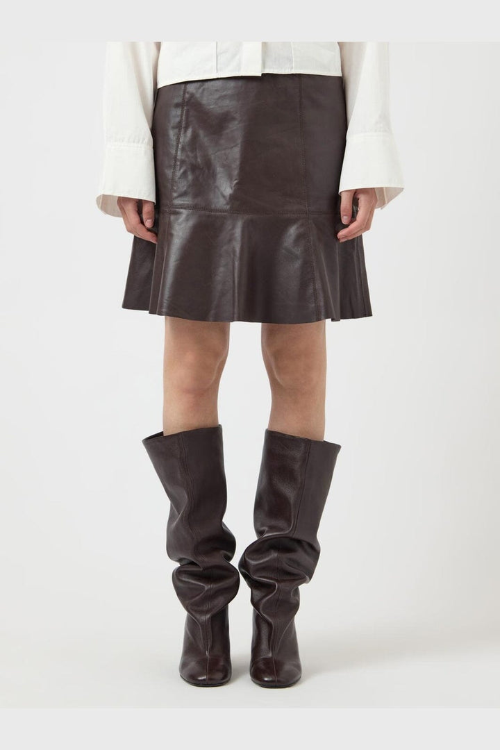 YAS - Yascolly Naplon Leather Skirt - 5091002 Chocolate Brown
