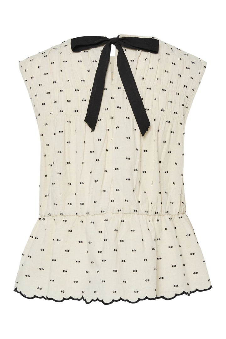 Y.A.S - Yasdobby Sl Top - 4693119 Gardenia Black Dobby Dots