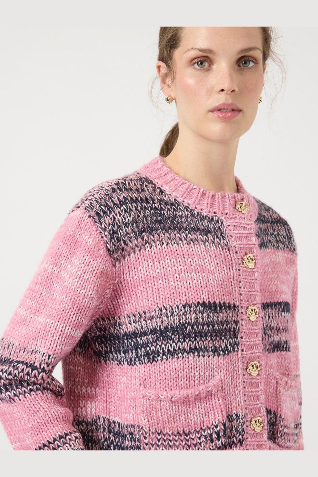 YAS - Yasmayla Ls Knit Cardigan - 4946183 Moonlite Mauve Mayla Stripes