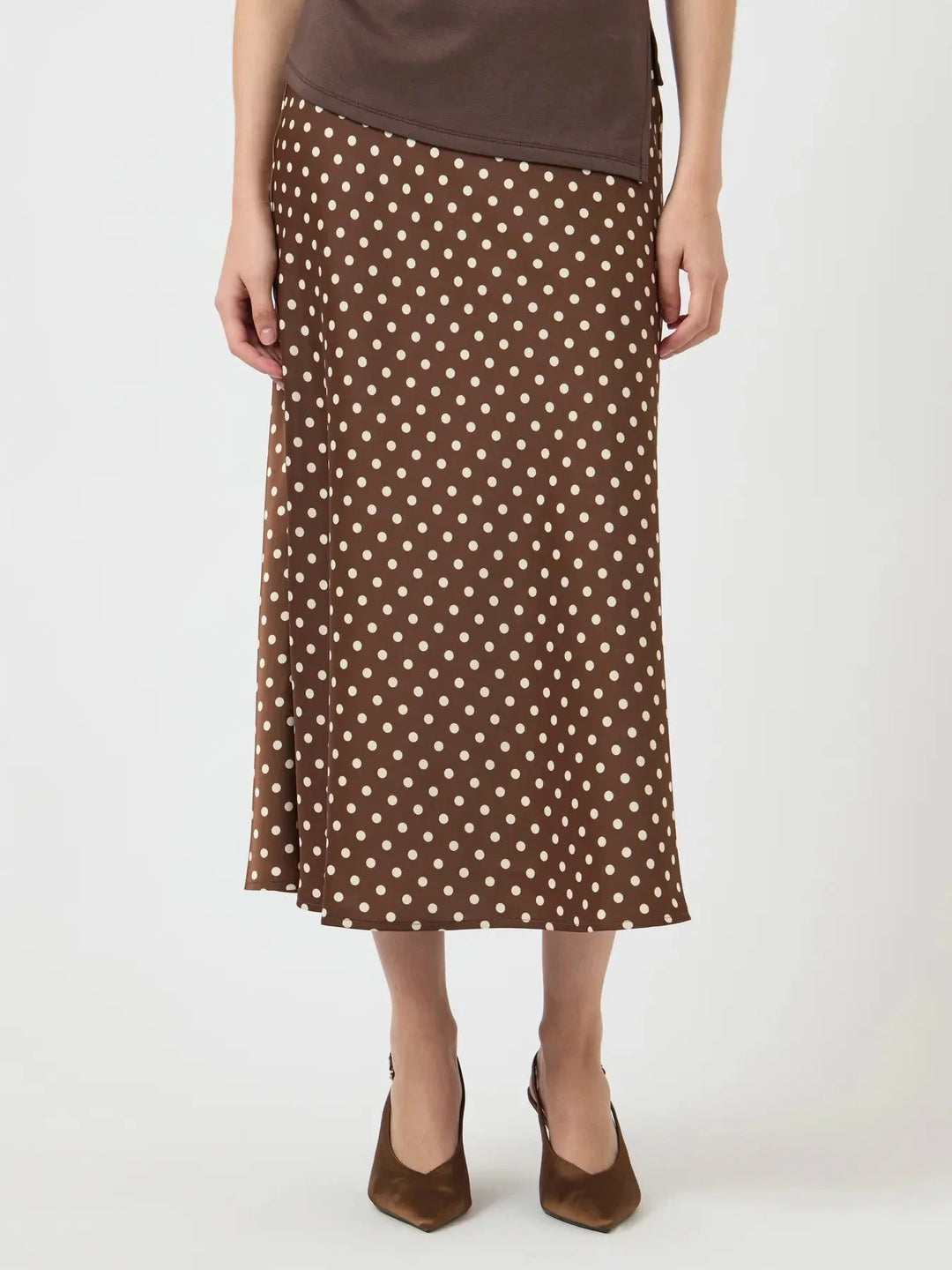 YAS - Yaspella Midi Skirt - 5084717 Pinecone Ecru Dots Nederdele 