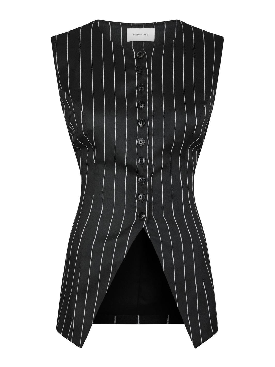 Forudbestilling - Yellow Lane - Alva Stripe Waistcoat 165673 - 100 - Black Veste 